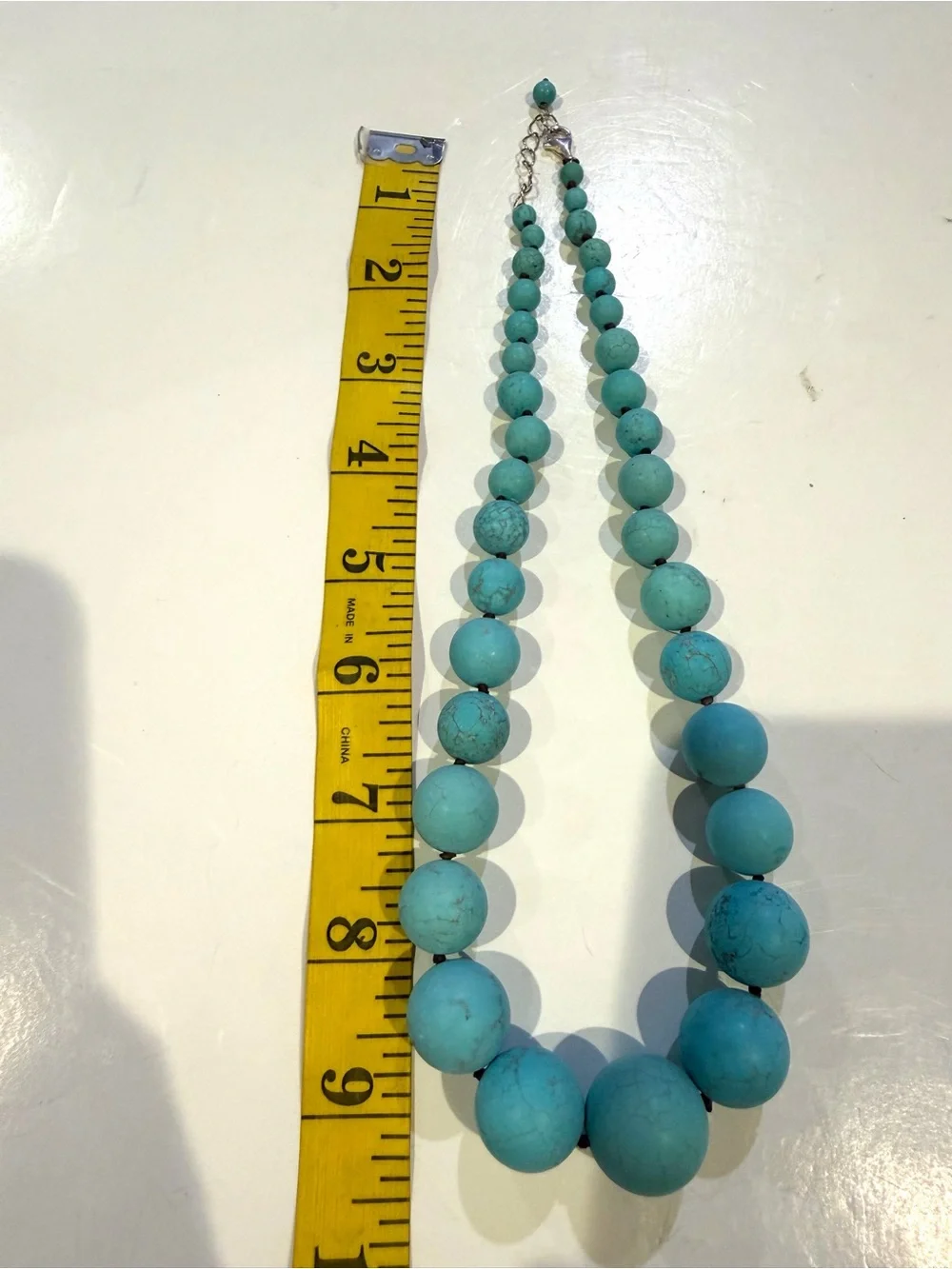 Turquoise Graduated Large Bead Statement Necklace 925 Sterling Silver Clasp